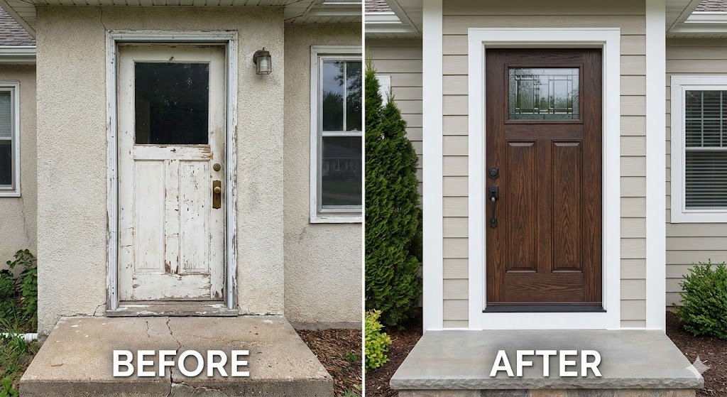 Before and after door replacement